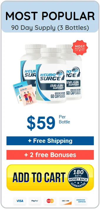 Neuro Surge most popular  pack at $59 (three bottle)