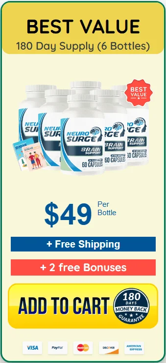 Neuro Surge best value  pack at $49 (six bottle)